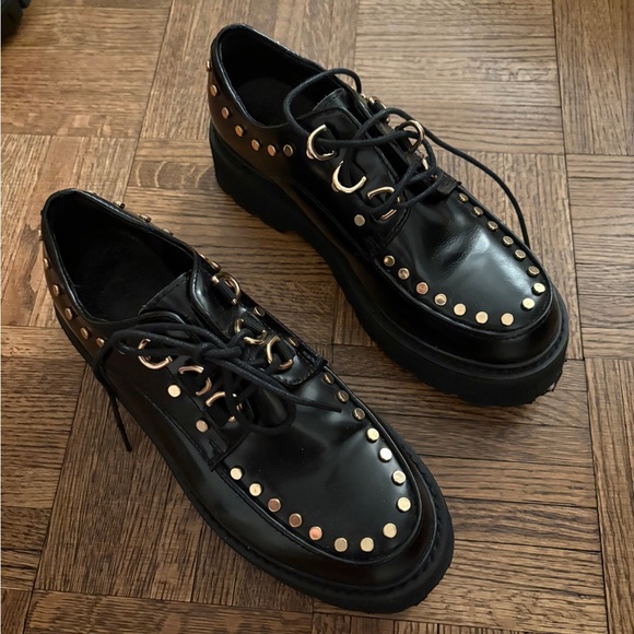 Italian Black Studded Women's platform shoes - Picture 2 of 8
